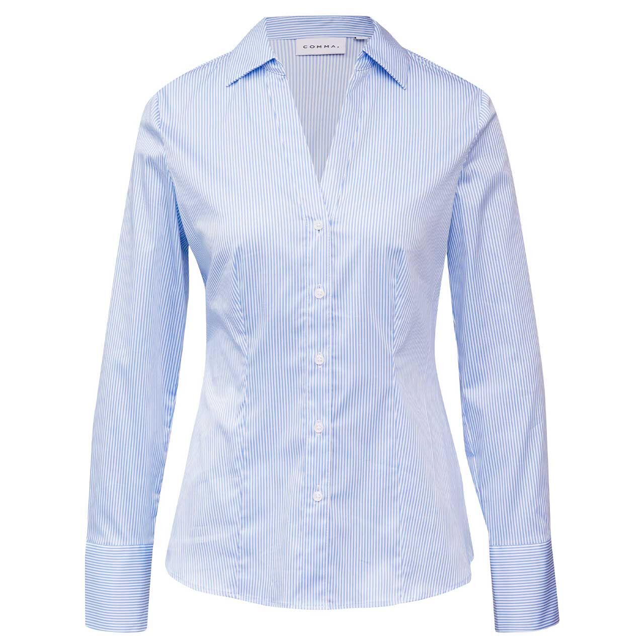Comma Damen Langarm Bluse blue stripes