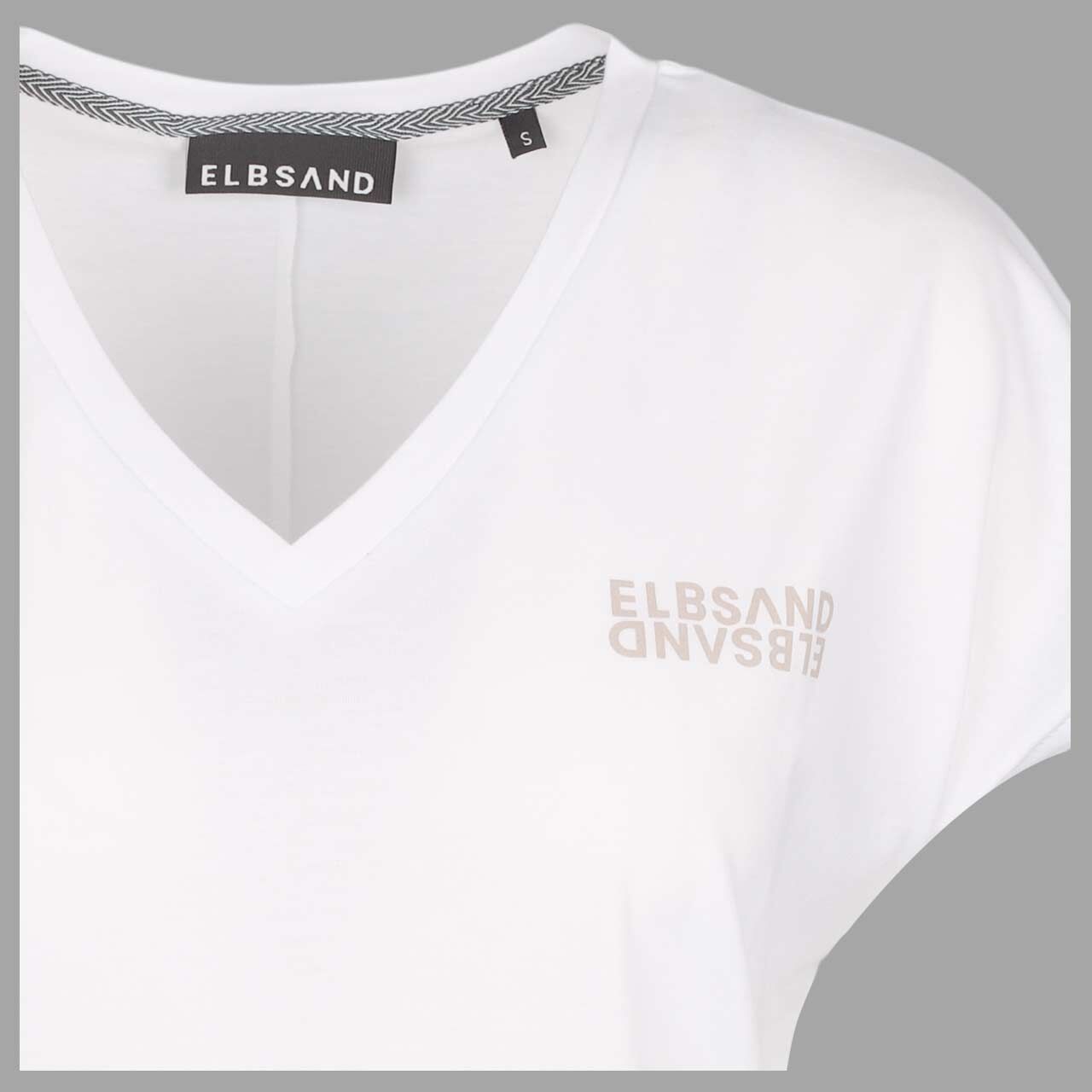 Damen T-Shirt Pajuk von Elbsand in Weiß mit Print, detaillierte Vorderansicht