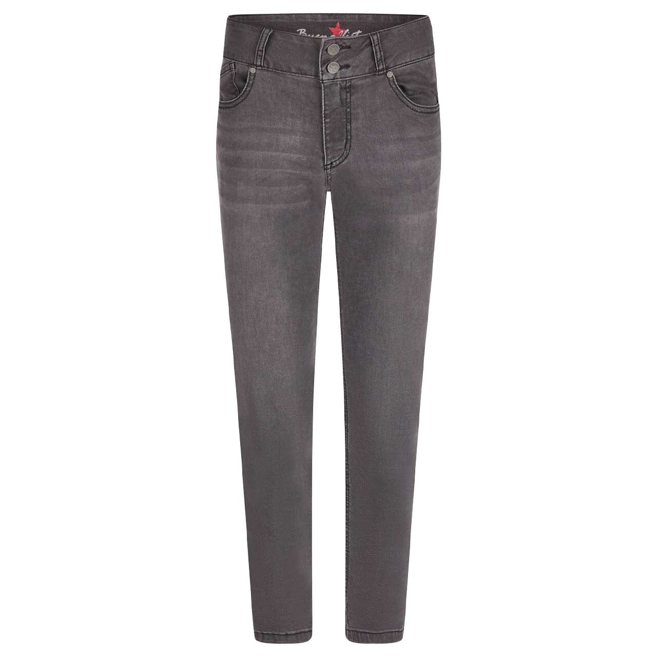 Damen Ankle Jeans Tummyless Cropped Cozy Denim von Buena Vista in Dunkelgrau, Vorderansicht