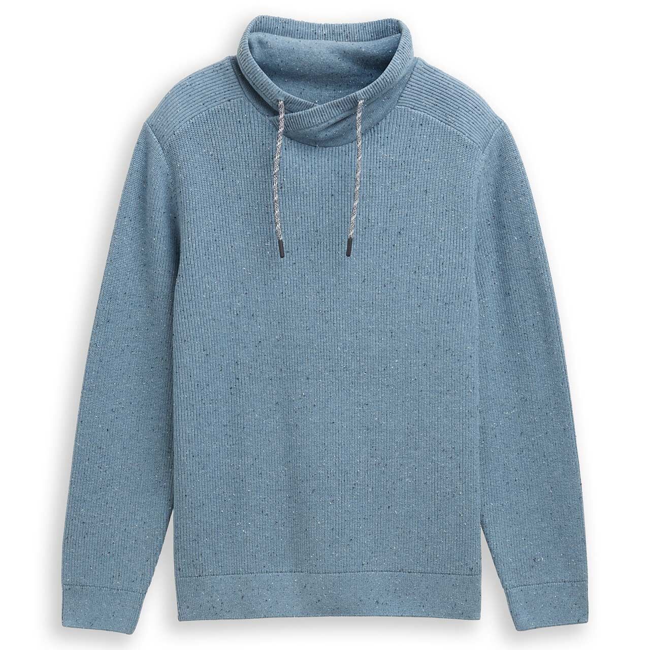 Tom Tailor Herren Pullover Snood Knit faded blue melange neps