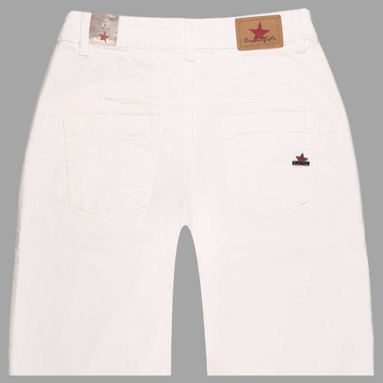 Damen Baumwollhose Barrel 7/8 Stripe Stretch von Buena Vista in Cremeweiß, detaillierte Rückansicht