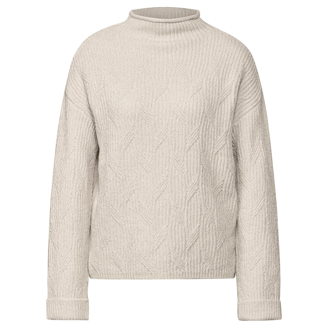 Street One Damen Rollkragen Pullover Cosy Chenille Sweat lucid white