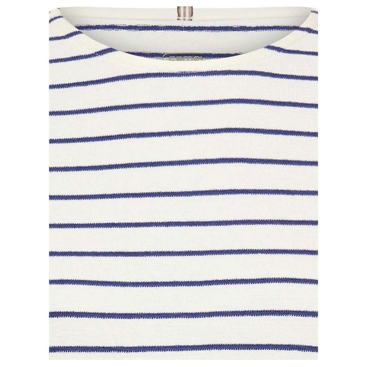 Damen Langarm Shirt von Camel active in Blau gestreift, detaillierte Vorderansicht