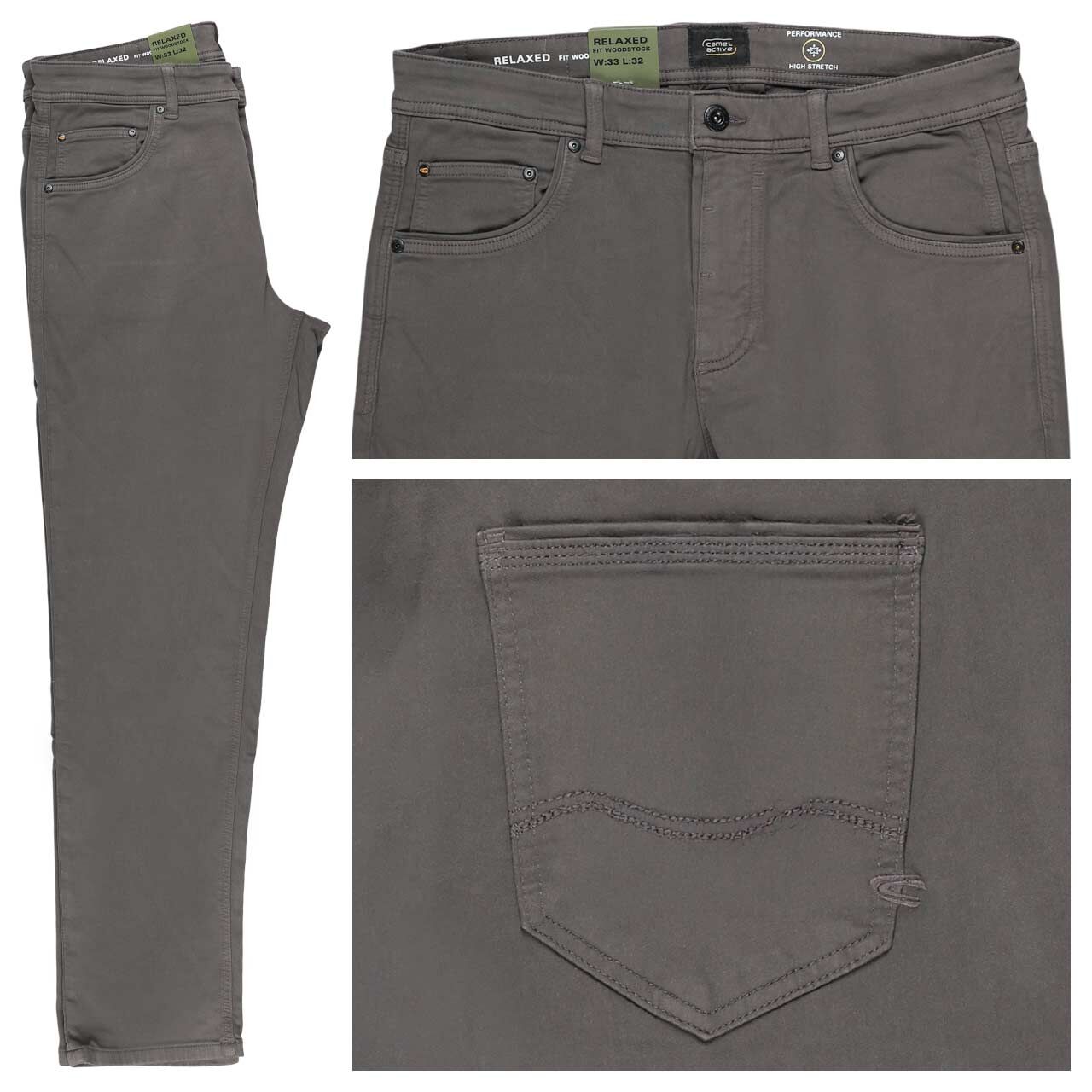 Camel active Woodstock fleXXX Baumwollhose gunmetal