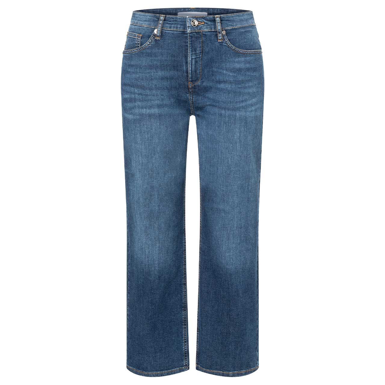 Stretch Damen 7/8 Jeans Culotte von MAC in Blau angewaschen, Vorderansicht