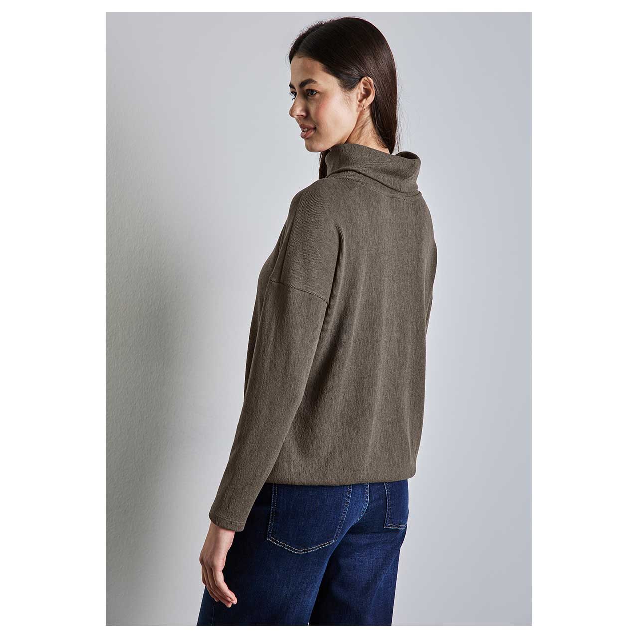 Street One Damen Pullover Fine Vertical Structure muddy brown