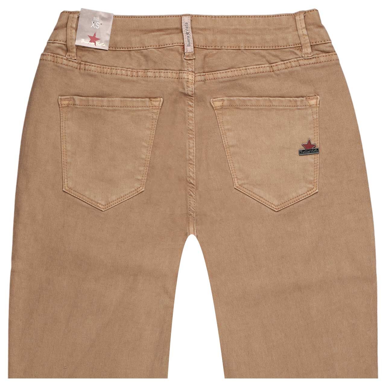 Damen Baumwollhose Italy V 7/8 Stretch Twill von Buena Vista in Hellbraun, Rückansicht
