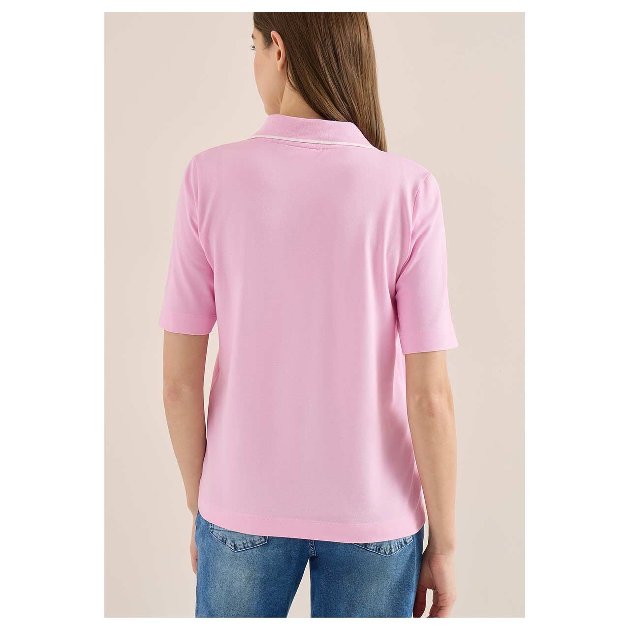 Damen Poloshirt Piqué von Cecil in Rosa, Rückansicht Model