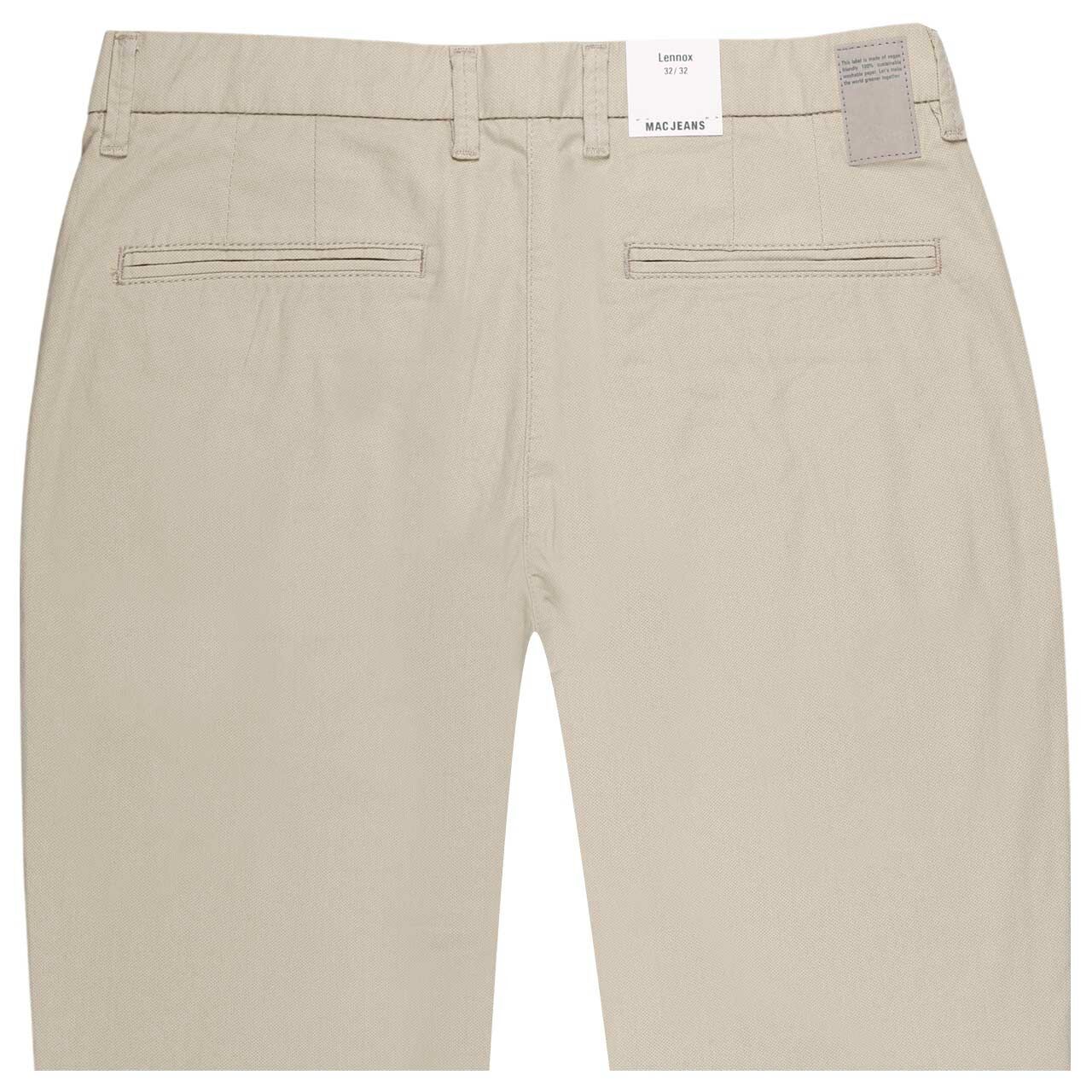Herren Lennox Chino Baumwollhose von MAC in Beige mit Print, Rückansicht