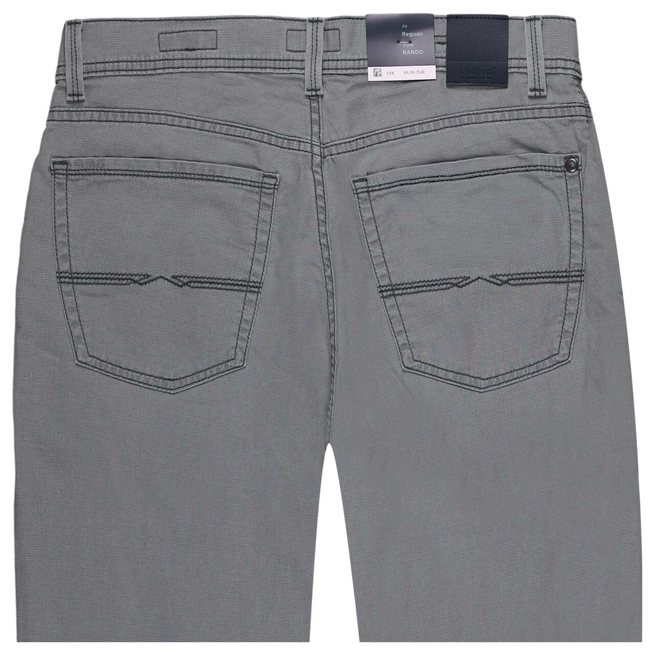 Stretch Herren Baumwollhose Rando Megaflex in Grau von Pioneer, detaillierte Rückansicht