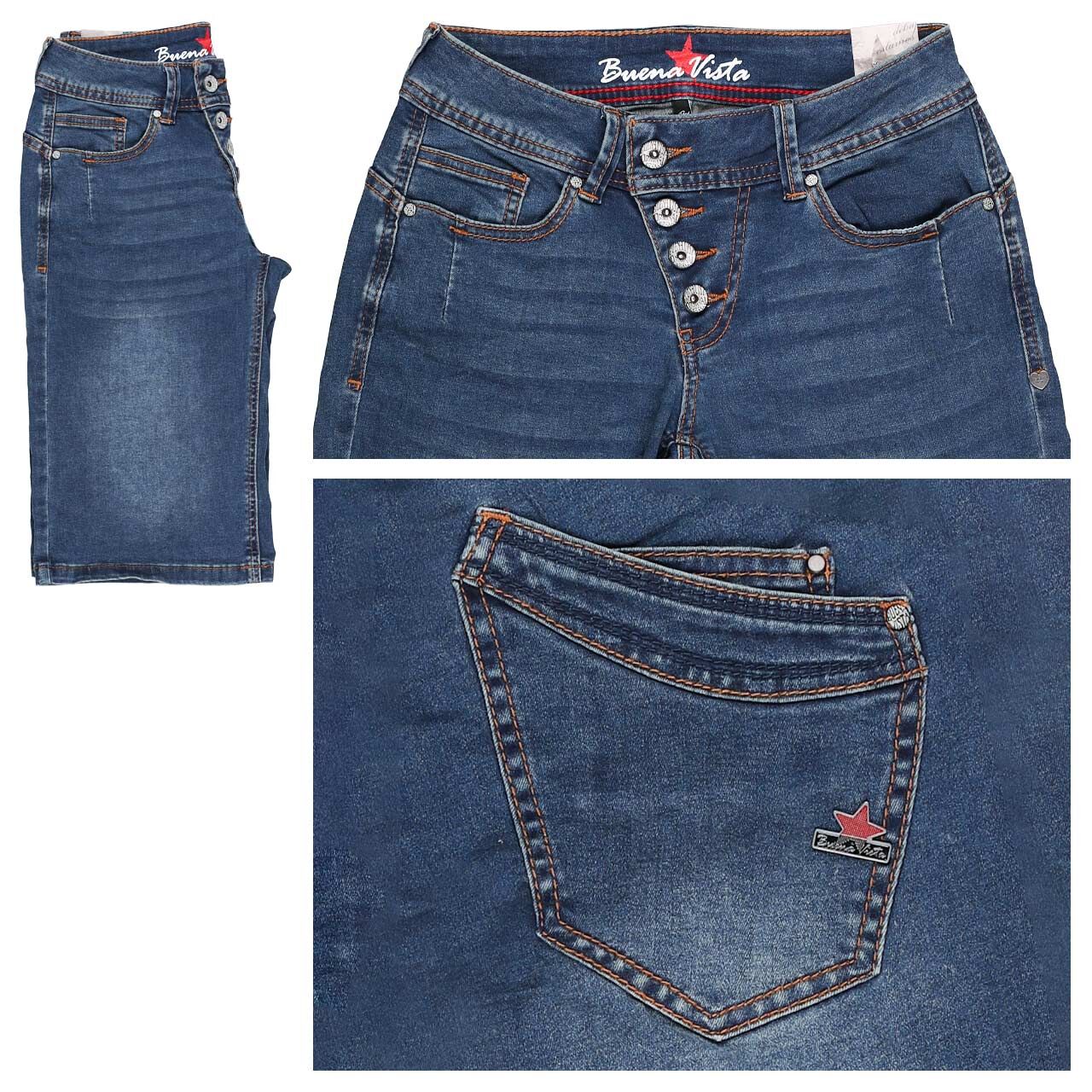Buena Vista Malibu-Short Cozy Denim Jeans dark stone