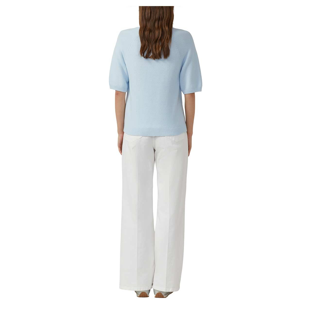 Damen Kurzarm Pullover von s.Oliver in Hellblau, Rückansicht am Model