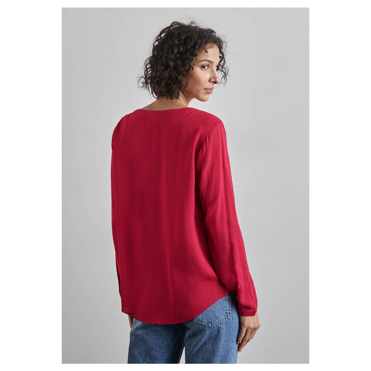 Street One Damen Langarm Bluse New Bamika intense red
