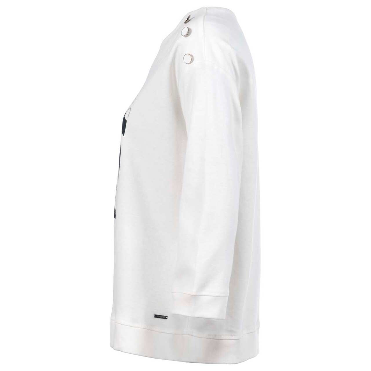 Damen 3/4 Arm Sweatshirt von Soquesto in Cremeweiß mit Print, Seitenansicht