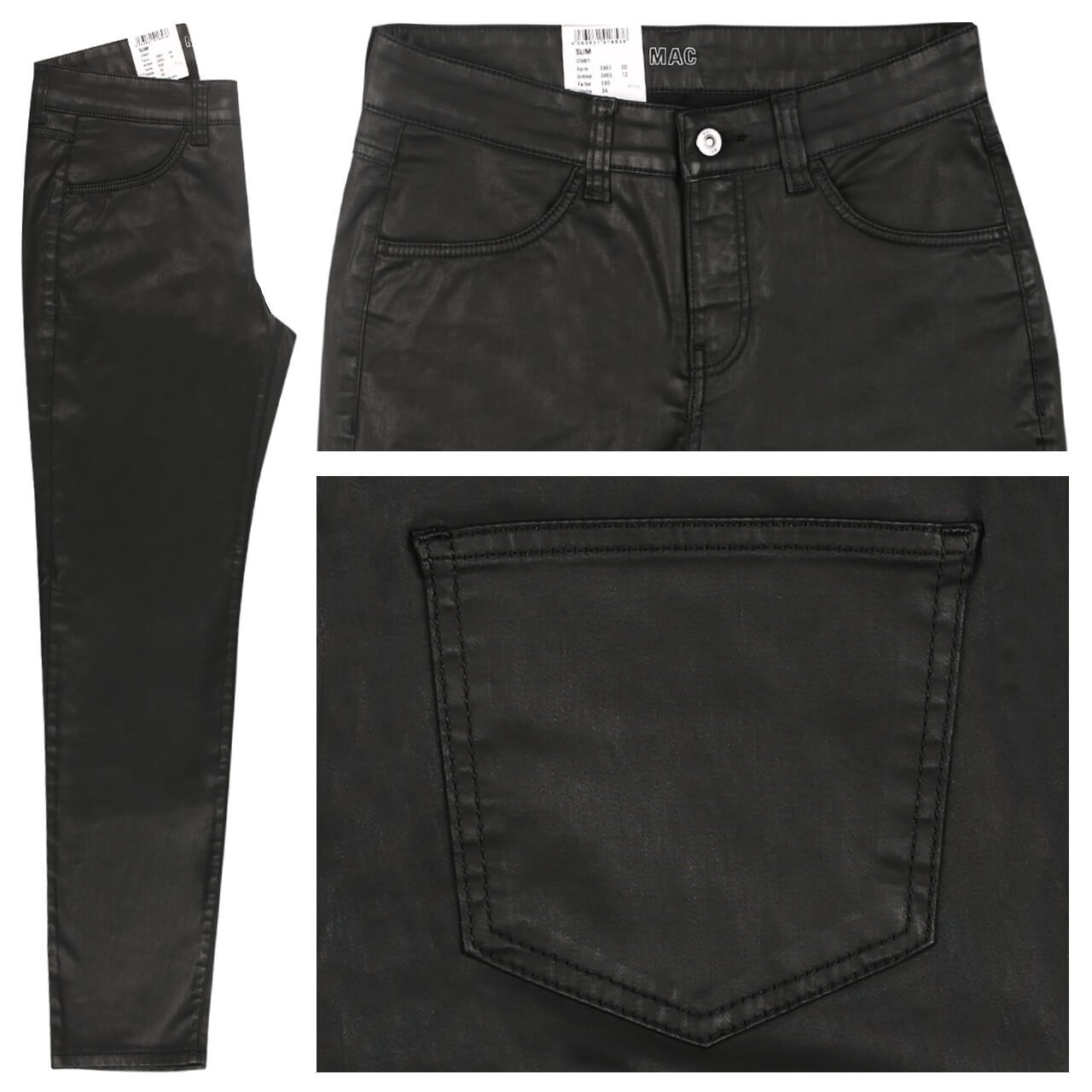 MAC Jeans Slim für Damen in Schwarz beschichtet, FarbNr.: 090