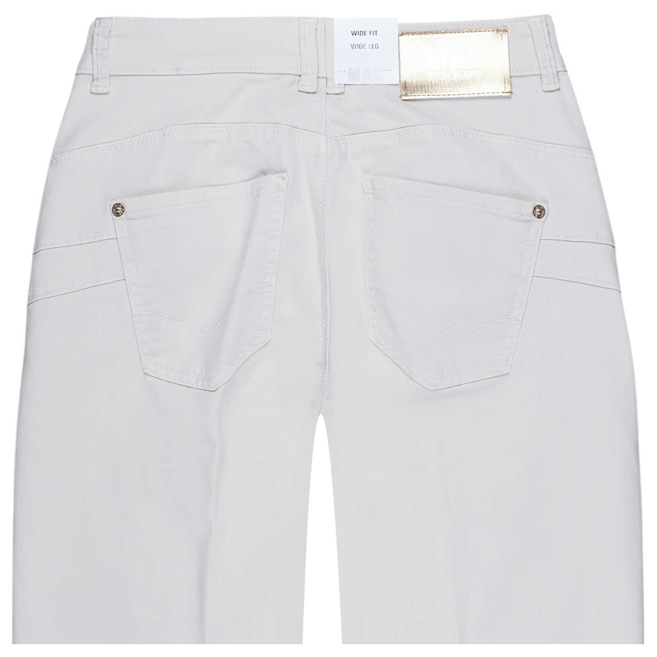 Stretch Damenjeans Rich Palazzo von MAC in Cremeweiß, detaillierte Rückansicht