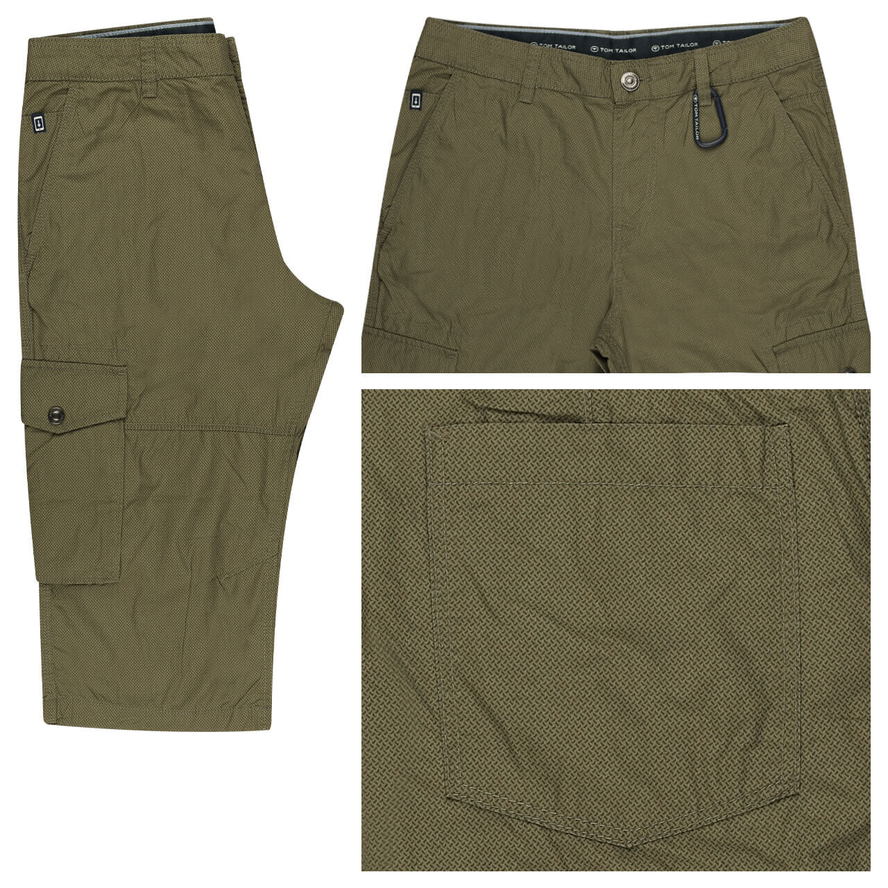 Tom Tailor Max Overknee 3/4 Cargo Baumwollhose  olive geometric Tom Tailor Max Overknee 3/4 Cargo Baumwollhose  olive geometric
