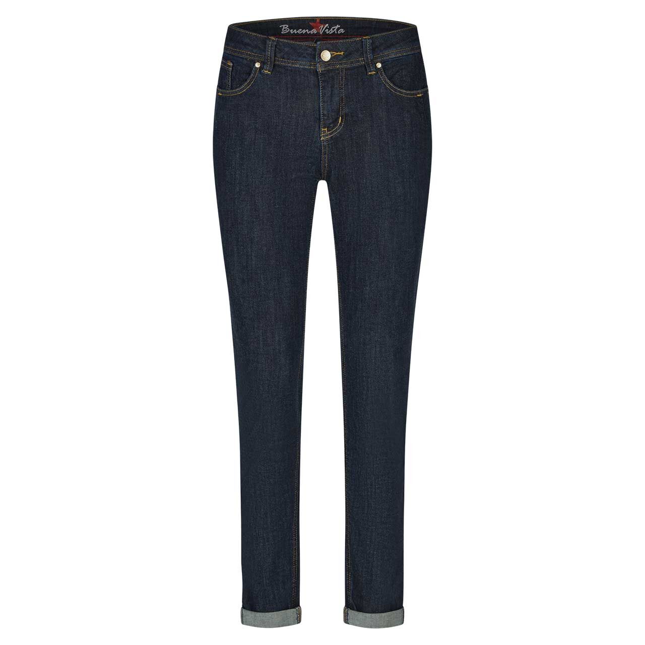 Damenjeans Malibu-Zip High Stretch Denim von Buena Vista in Dunkelblau, Vorderansicht