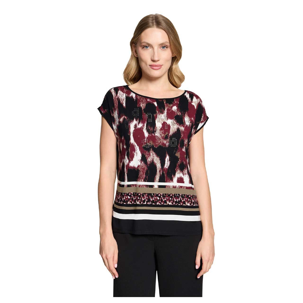 Damen T-Shirt von Betty Barclay in Schwarz mit Print, Vorderansicht am Model