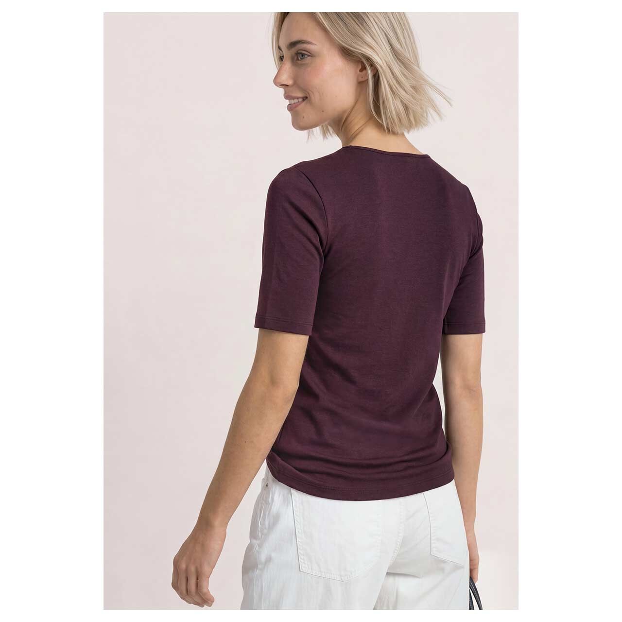 Damen T-Shirt Palmira von Street One in Lila, Rückansicht am Model