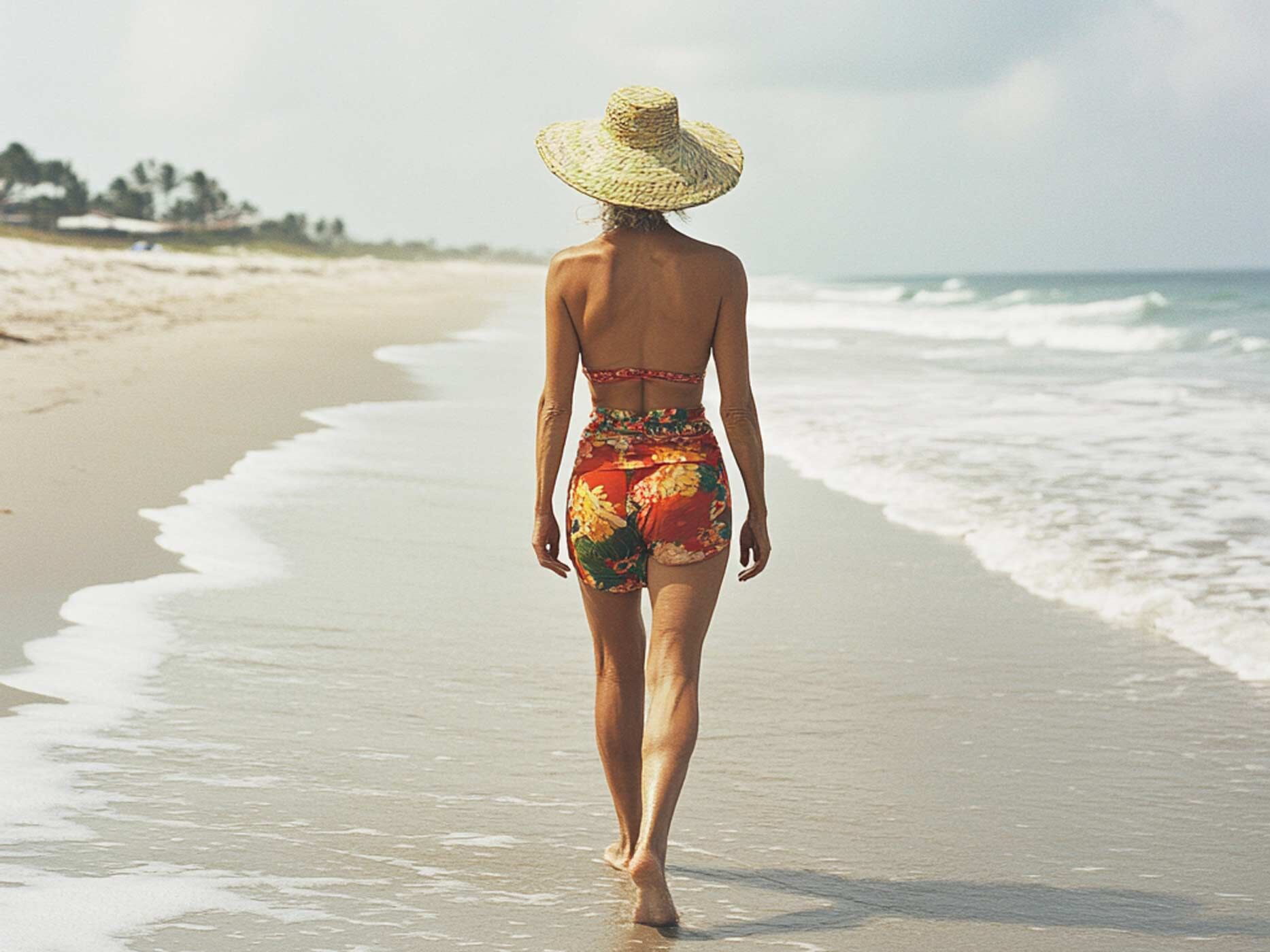 Frau von hinten am Strand 