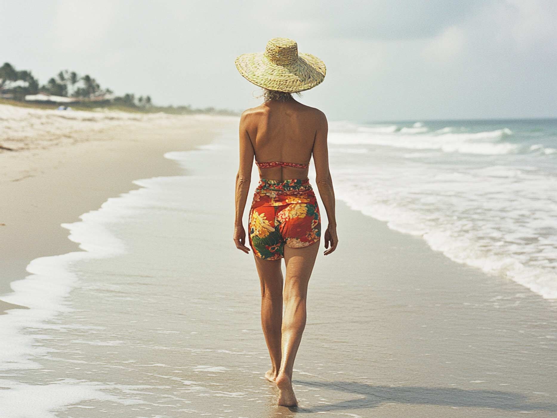 Frau von hinten am Strand