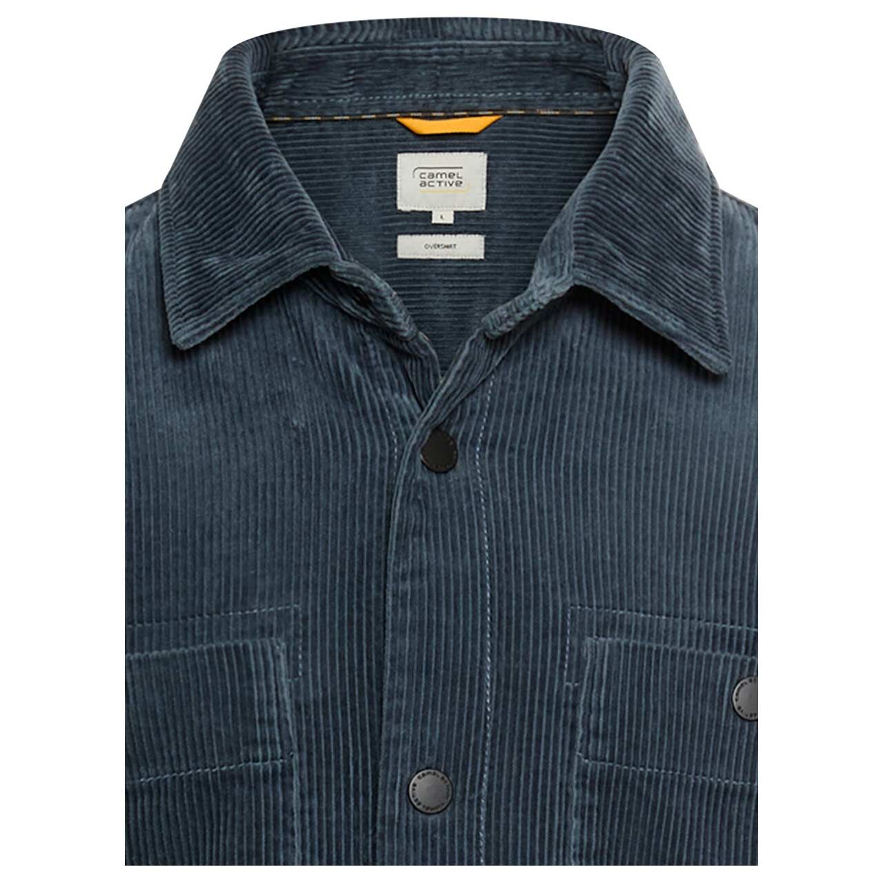 Herren Cord Hemdjacke von Camel active in Blau, detaillierte Vorderansicht