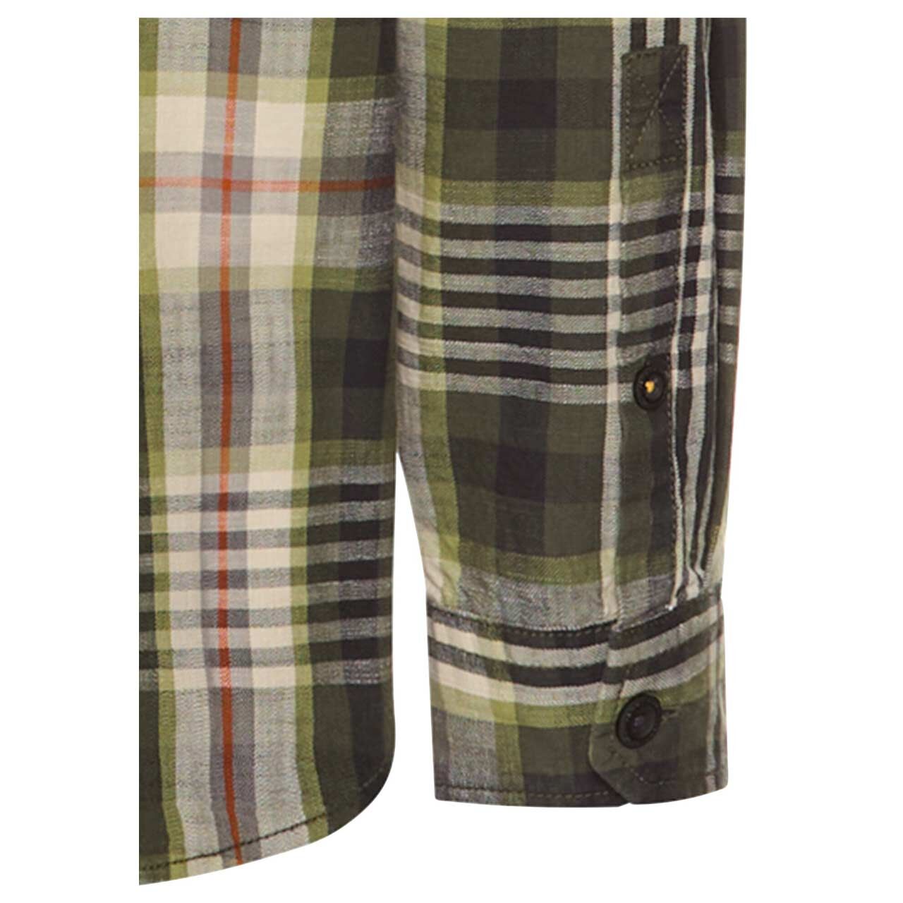 Herren Langarm Hemd von Camel active in der Farbe Grün kariert, Detailansicht hinten