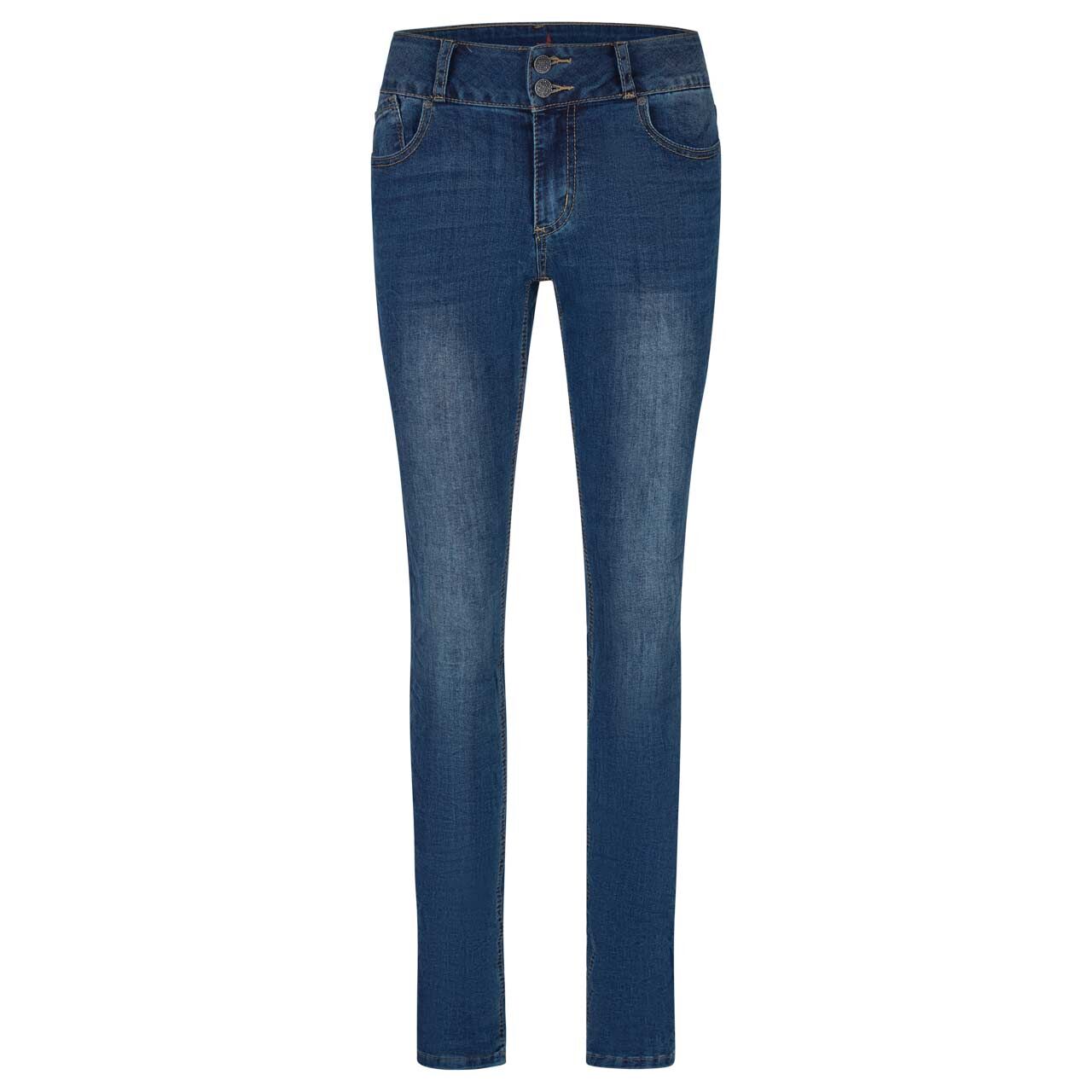 Stretch Denim Jeans Tummyless von Buena Vista in Blau angewaschen mit Destroyed-Effekten, Vorderansicht
