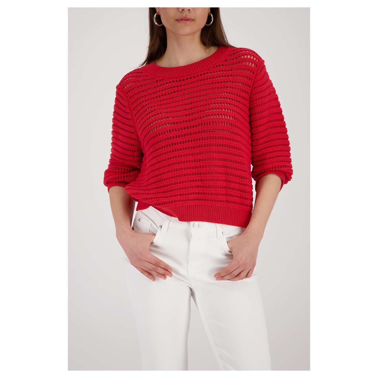 Damen 3/4 Arm Pullover von Monari in Rot, Vorderansicht