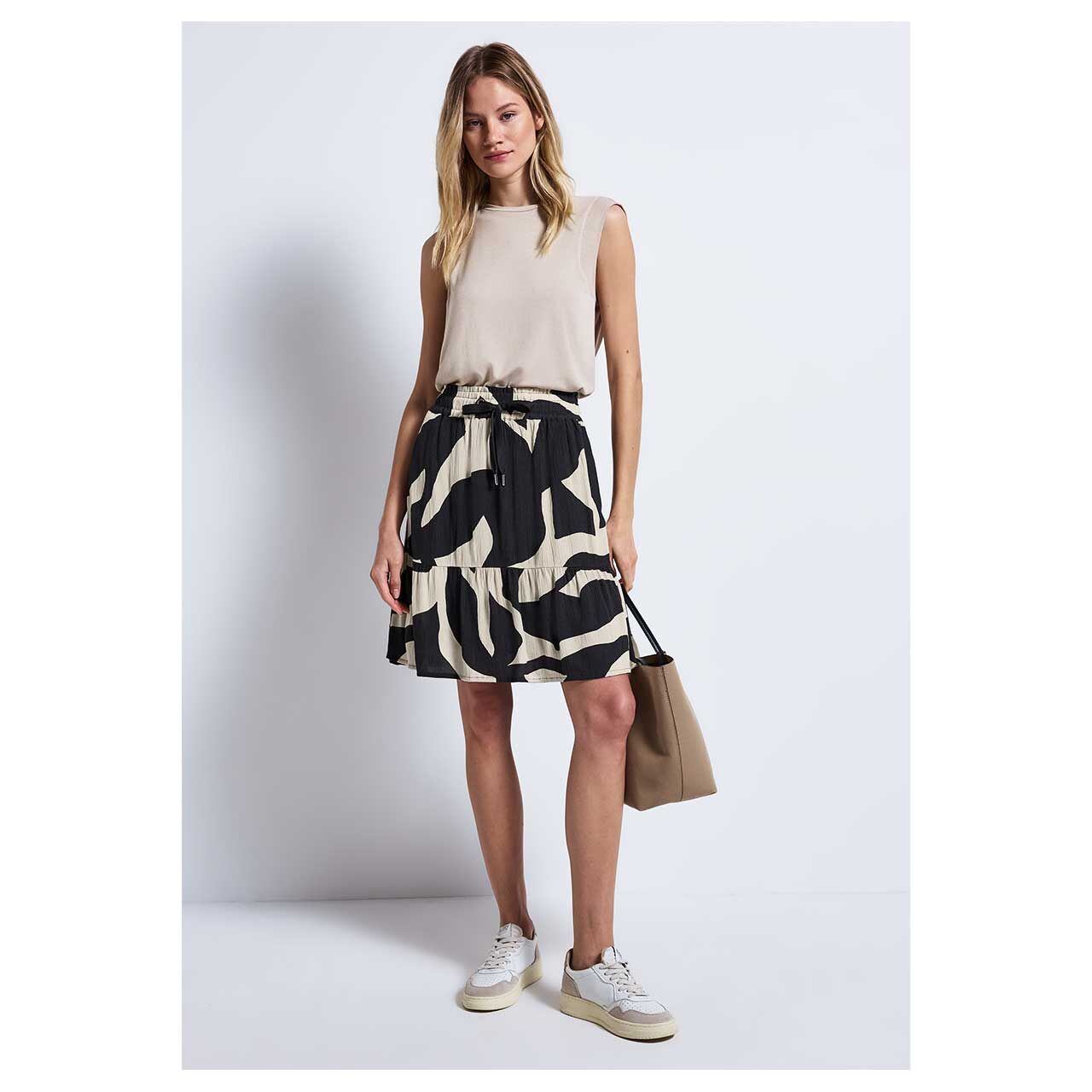 Street One Damen Rock creme black print