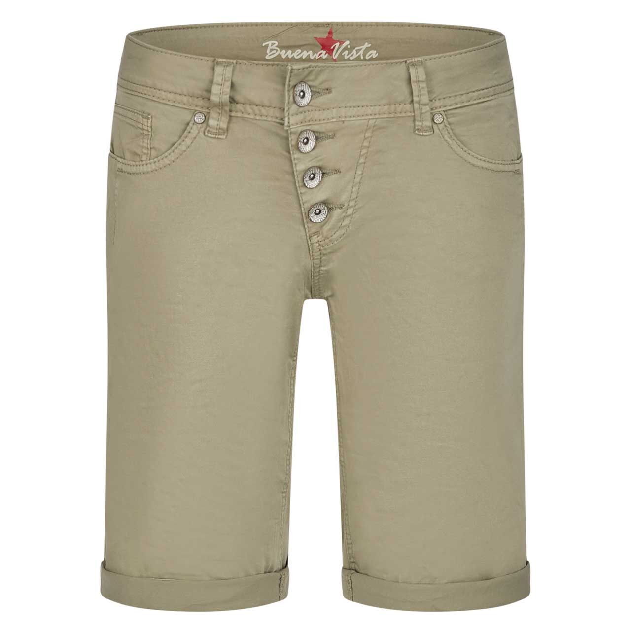 Damen Baumwollhose Malibu-Short Stretch Twill von Buena Vista in Salbeigrün, Vorderansicht