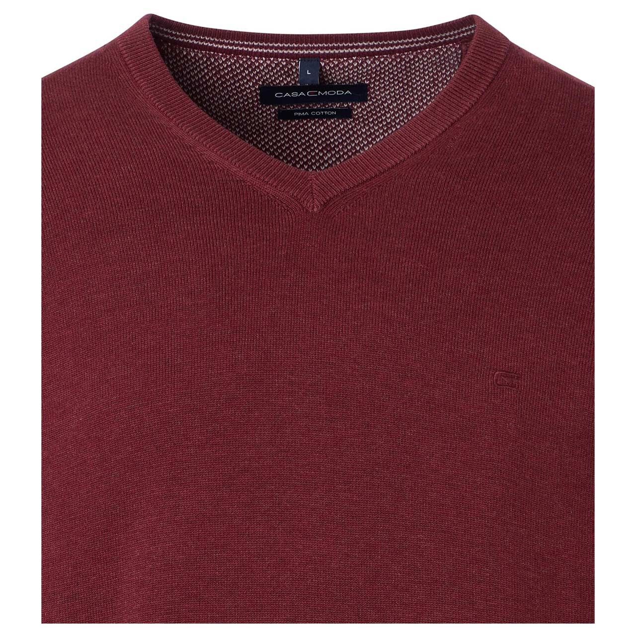 Herren Pullover von Casa Moda in Dunkelrot, Detailansicht vorne