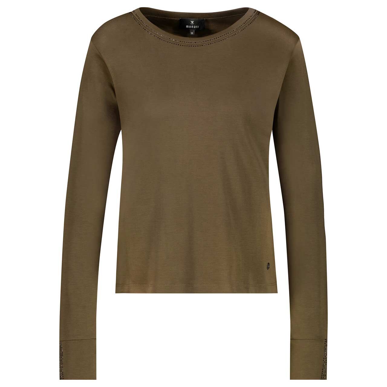 Monari Damen Langarm Shirt olive green sparkling