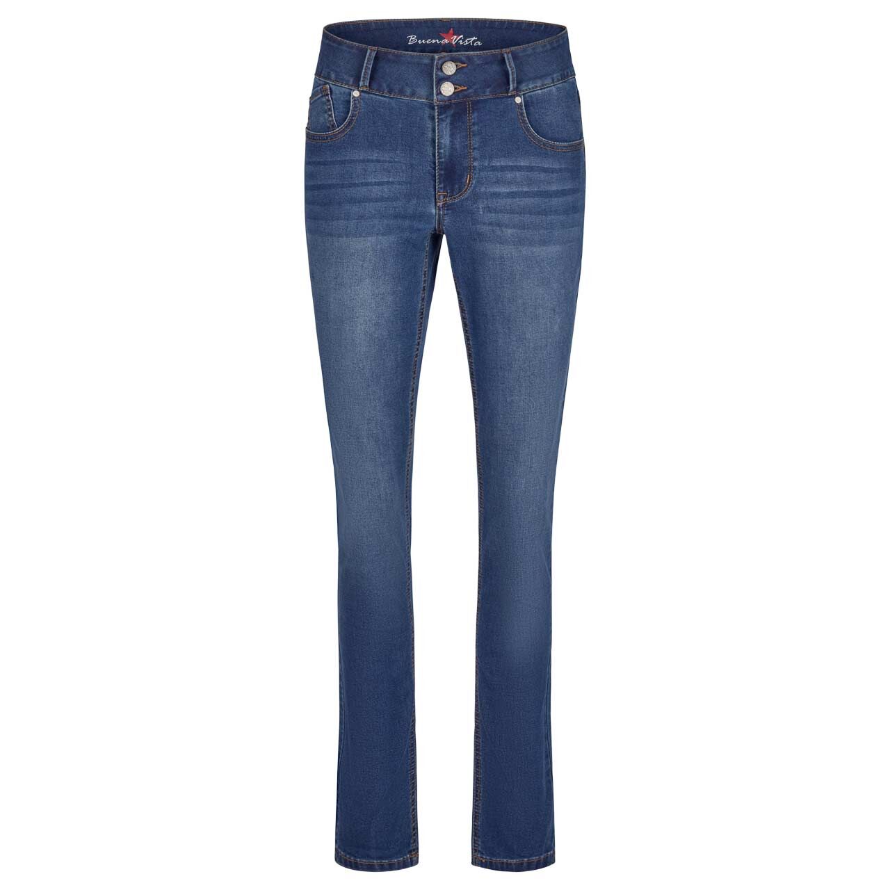 Stretch Denim Jeans Tummyless von Buena Vista in Mittelblau angewaschen, Vorderansicht
