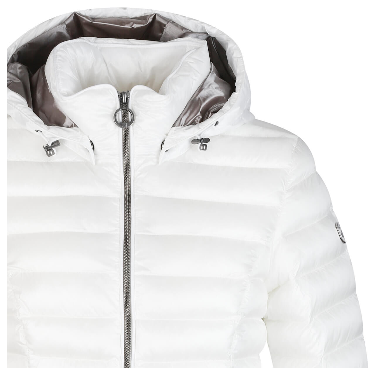 Damen Jacke Italy Hood von Wellensteyn in Perlmuttweiß, Detailansicht vom Logo