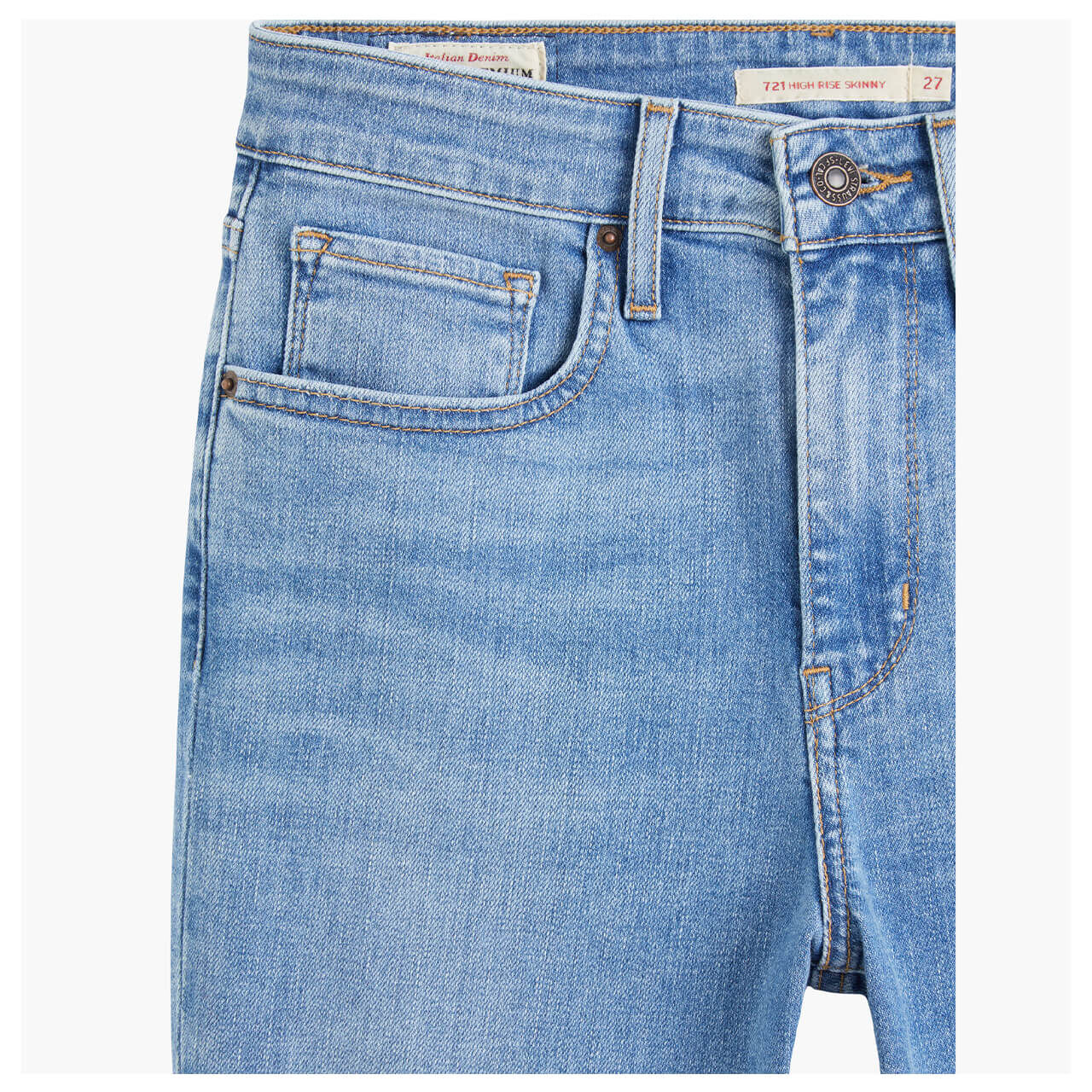 levis-jeans-721-skinny-light-blue-detail-tasche Levis Jeans 721 Skinny für Damen in Hellblau, FarbNr.: 0468