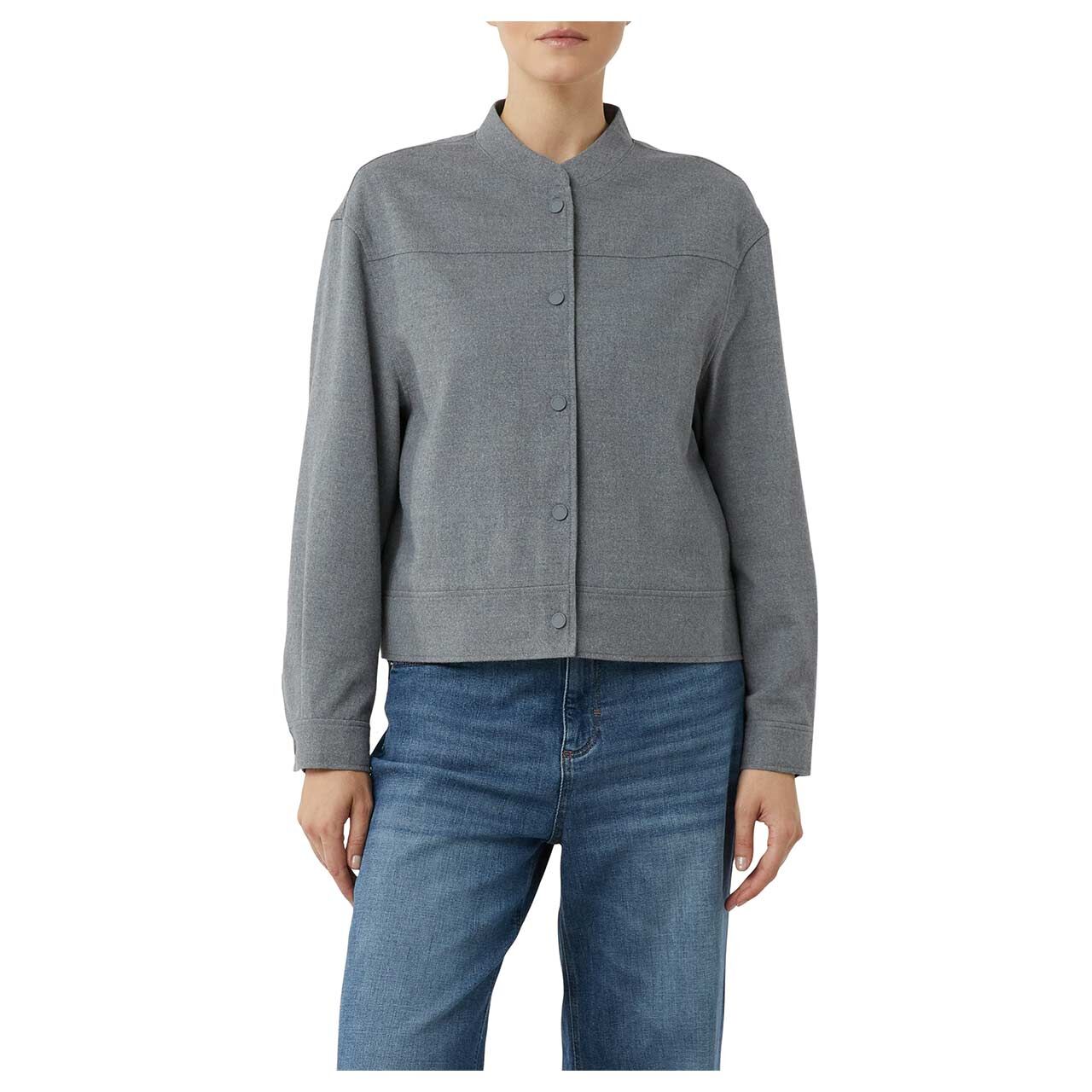 Damen Jacke Blouson von Comma in Grau meliert, Vorderansicht Model