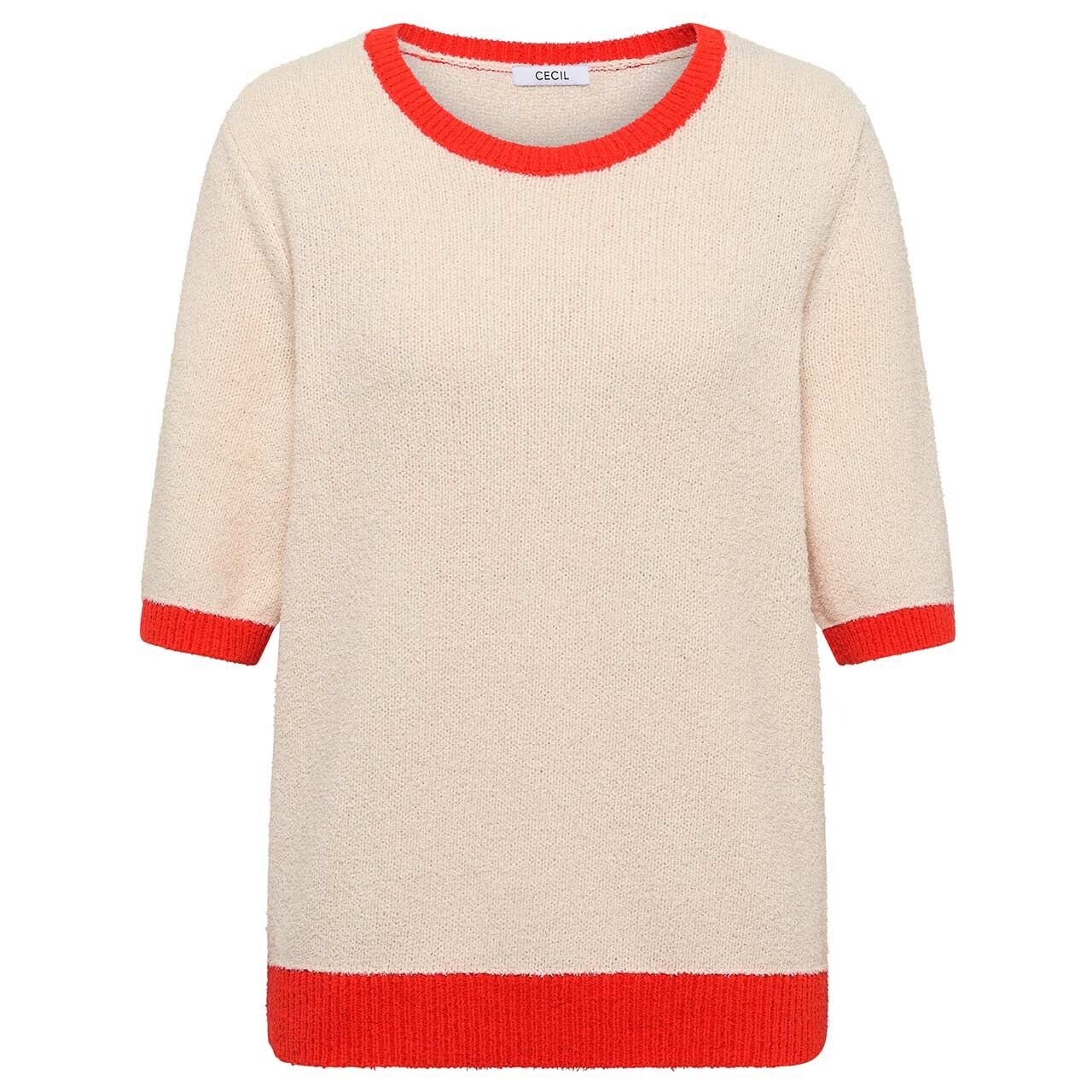 Cecil Damen Kurzarm Pullover Bouclé Short Sleeve cherry tomato orange