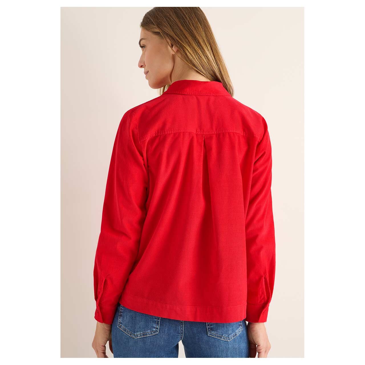 Damen Langarm Cord Bluse Solid Corduroy von Cecil in Rot, Rückansicht am Model