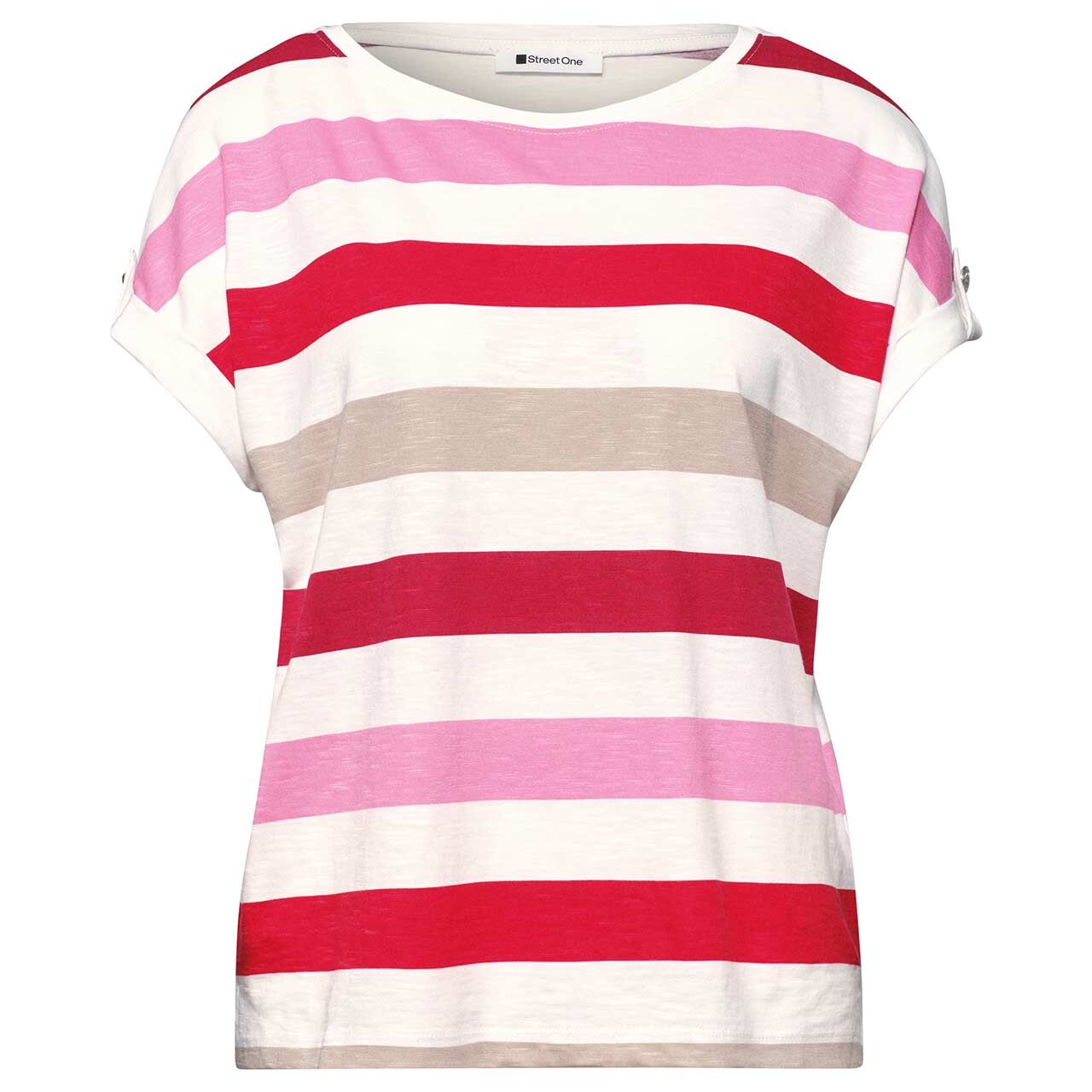 Street One Damen T-Shirt Printed Basic salsa red stripes