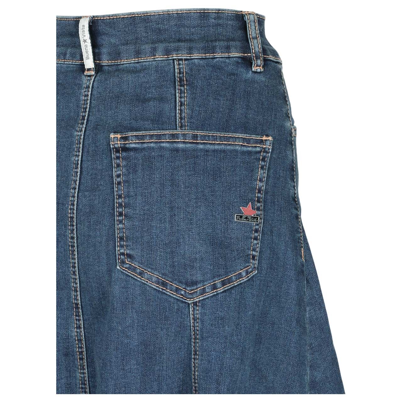 Damen Jeansrock Plate Skirt Stretch Denim von Buena Vista in Dunkelblau angewaschen, Detailansicht der Gesäßtasche