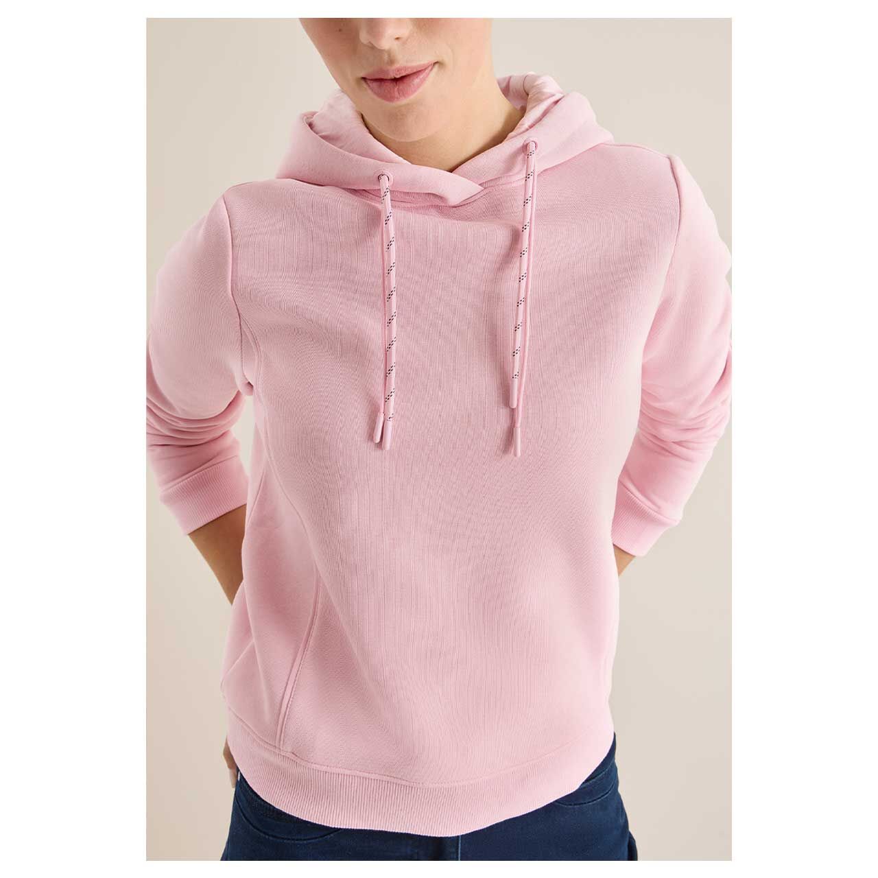 Damen Hoodie Sweatshirt Embroidery von Cecil in Rosa, Detailansicht vorne am Model
