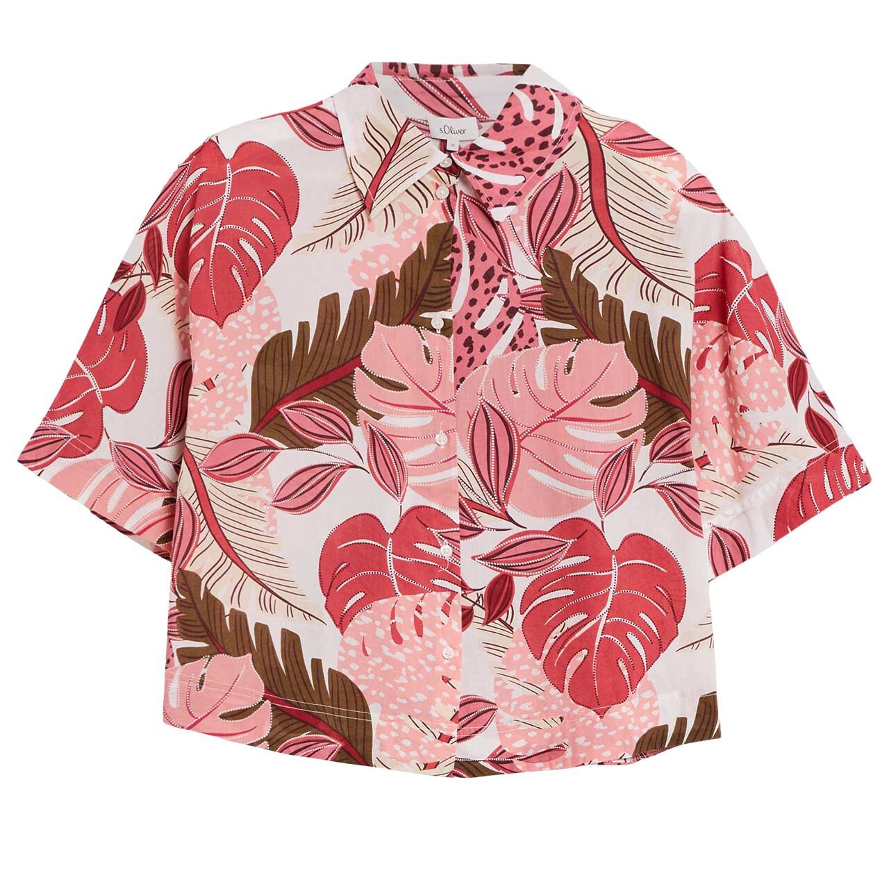 s.Oliver Damen Kurzarm Bluse marsala pink print