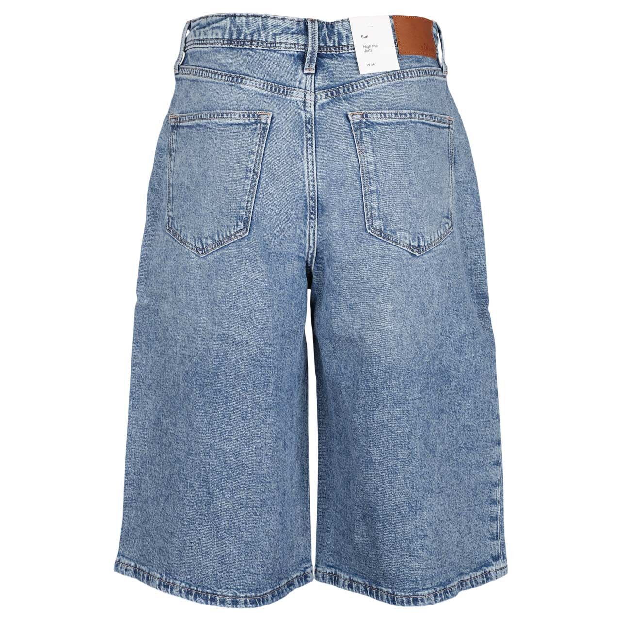 Stretch Damen Bermuda Jeans Suri von s.Oliver in Blau angewaschen, Rückansicht