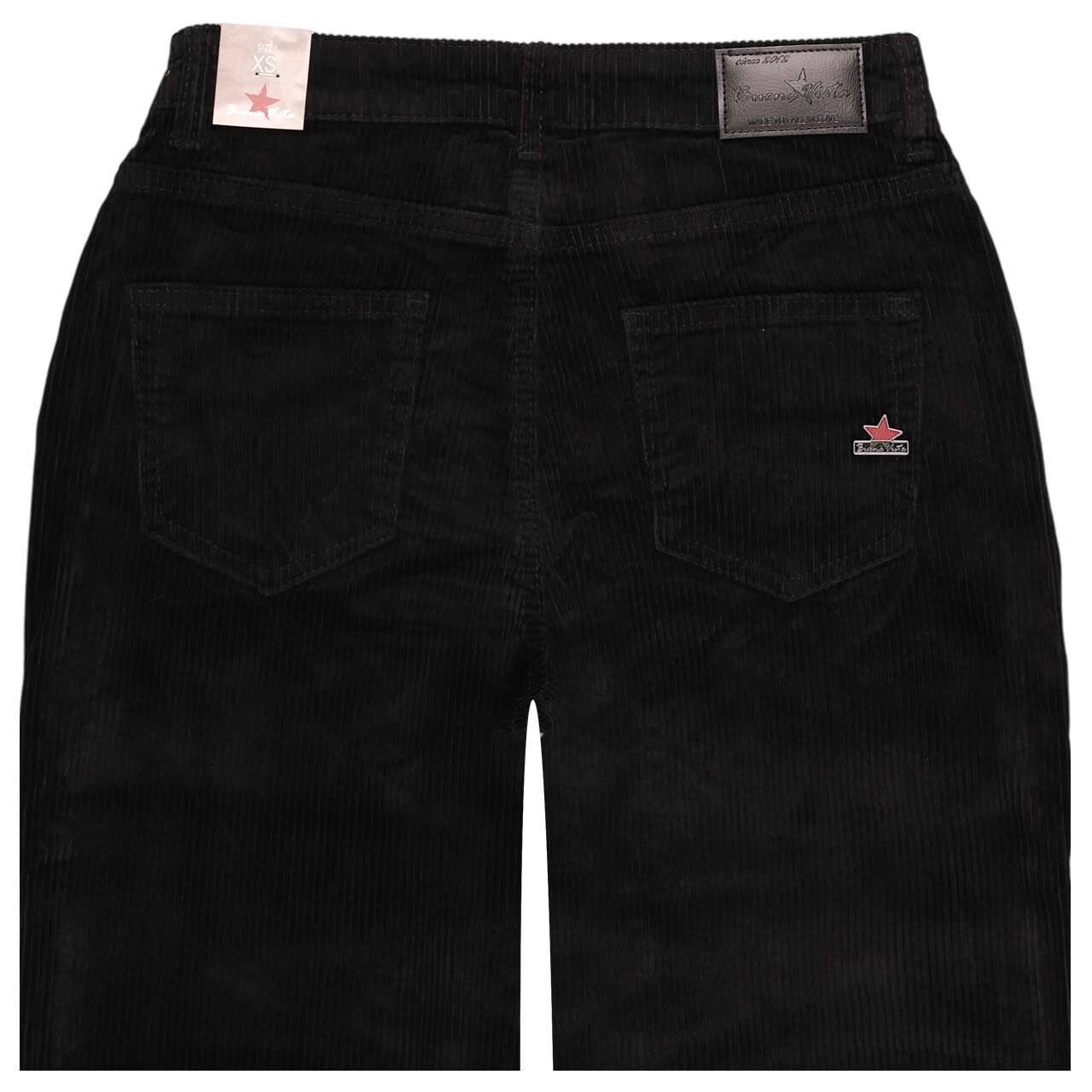 Stretch Damen Cordhose Straight Pants Corduroy von Buena Vista in Schwarz, detaillierte Rückansicht