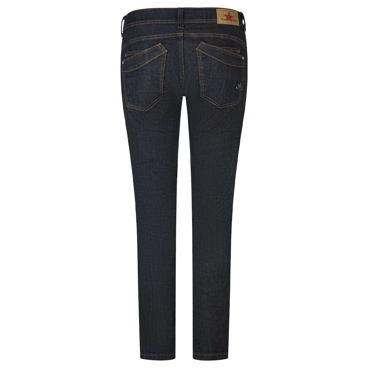 Damen Ankle Jeans Malibu Cropped Stretch Denim in Dunkelblau, Rückansicht