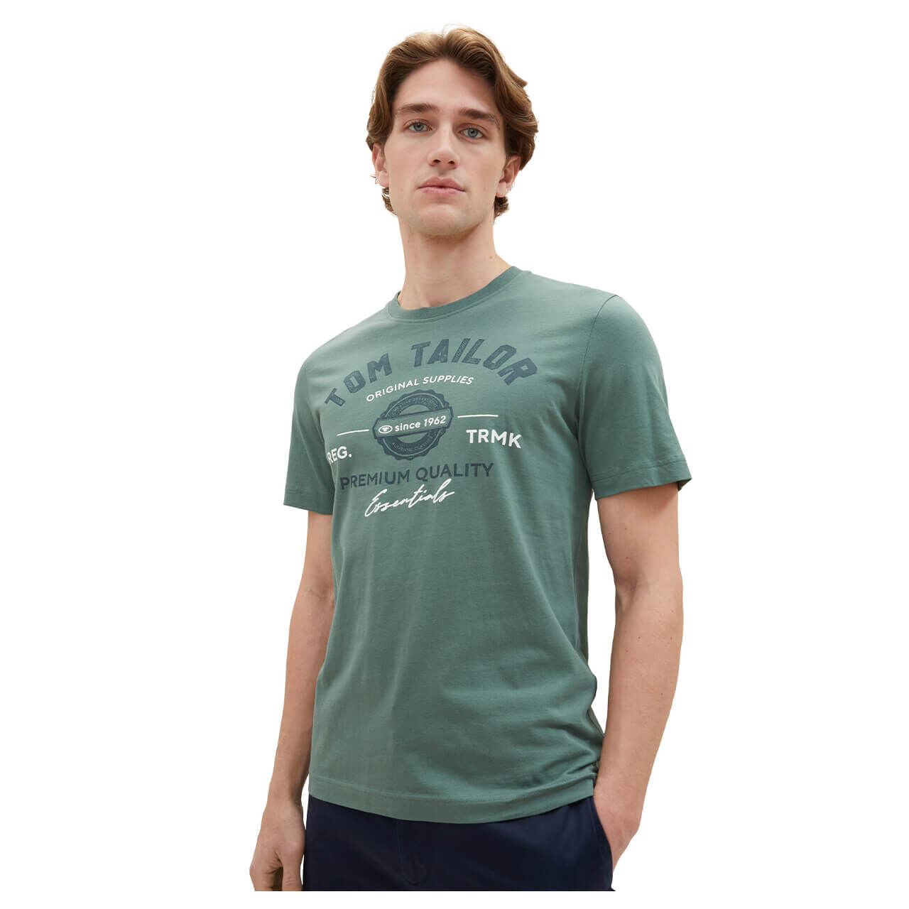 Tom Tailor Herren T-Shirt green dust logo print