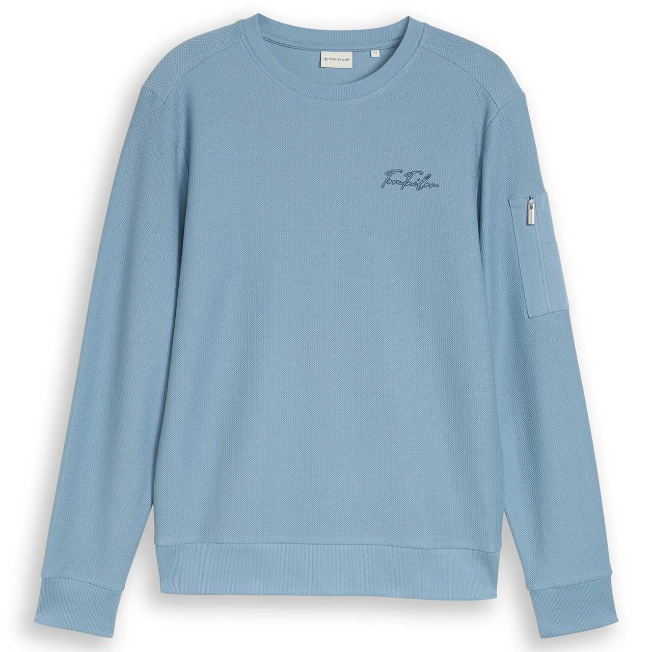 Tom Tailor Herren Sweatshirt Structured Crewneck mountain blue