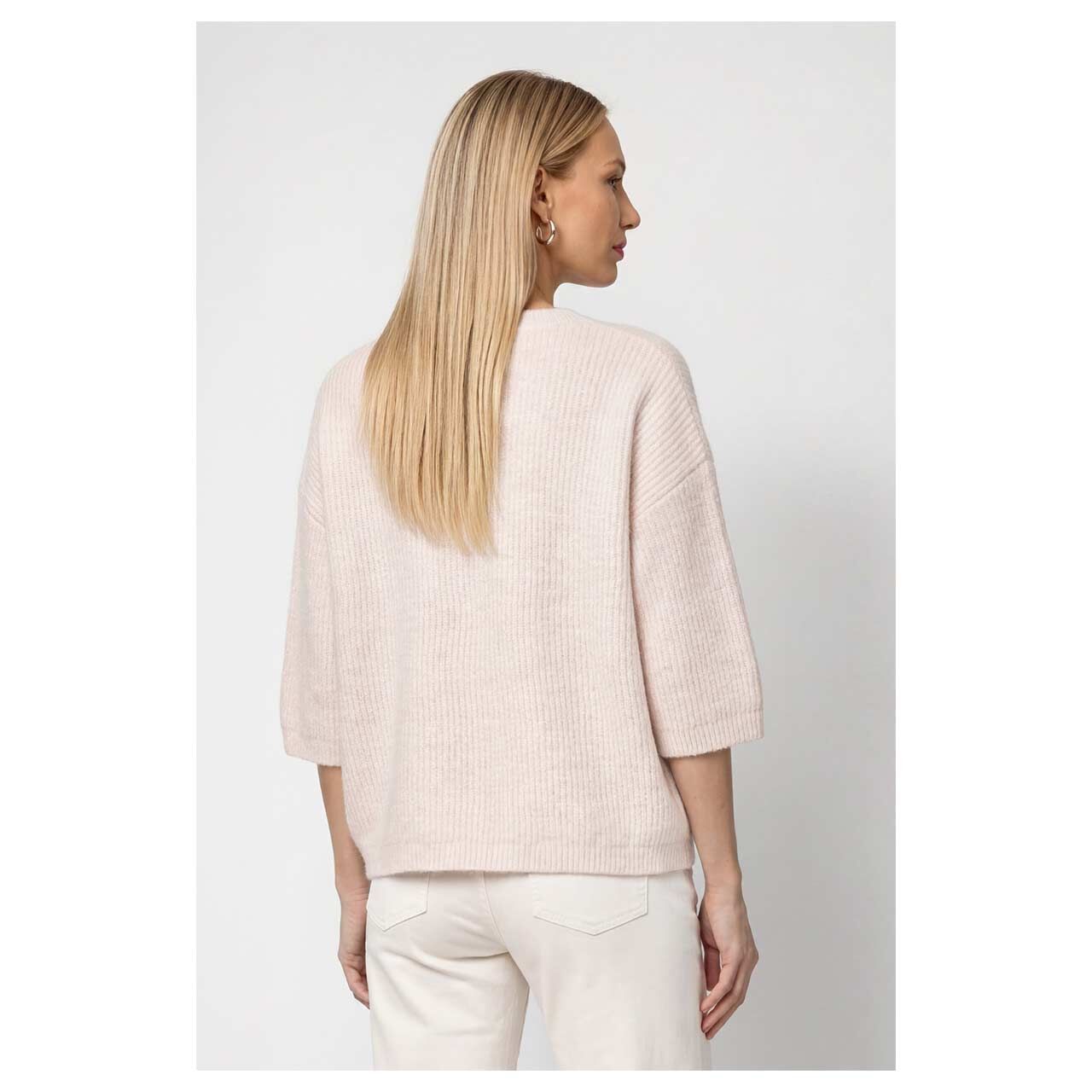Damen Kurzarm Pullover von Monari in Rosa, Rückansicht am Model